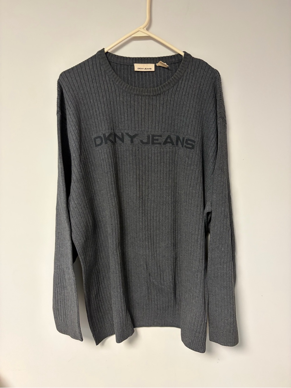 DKNY Ribbed Crewneck Sweater in Charcoal